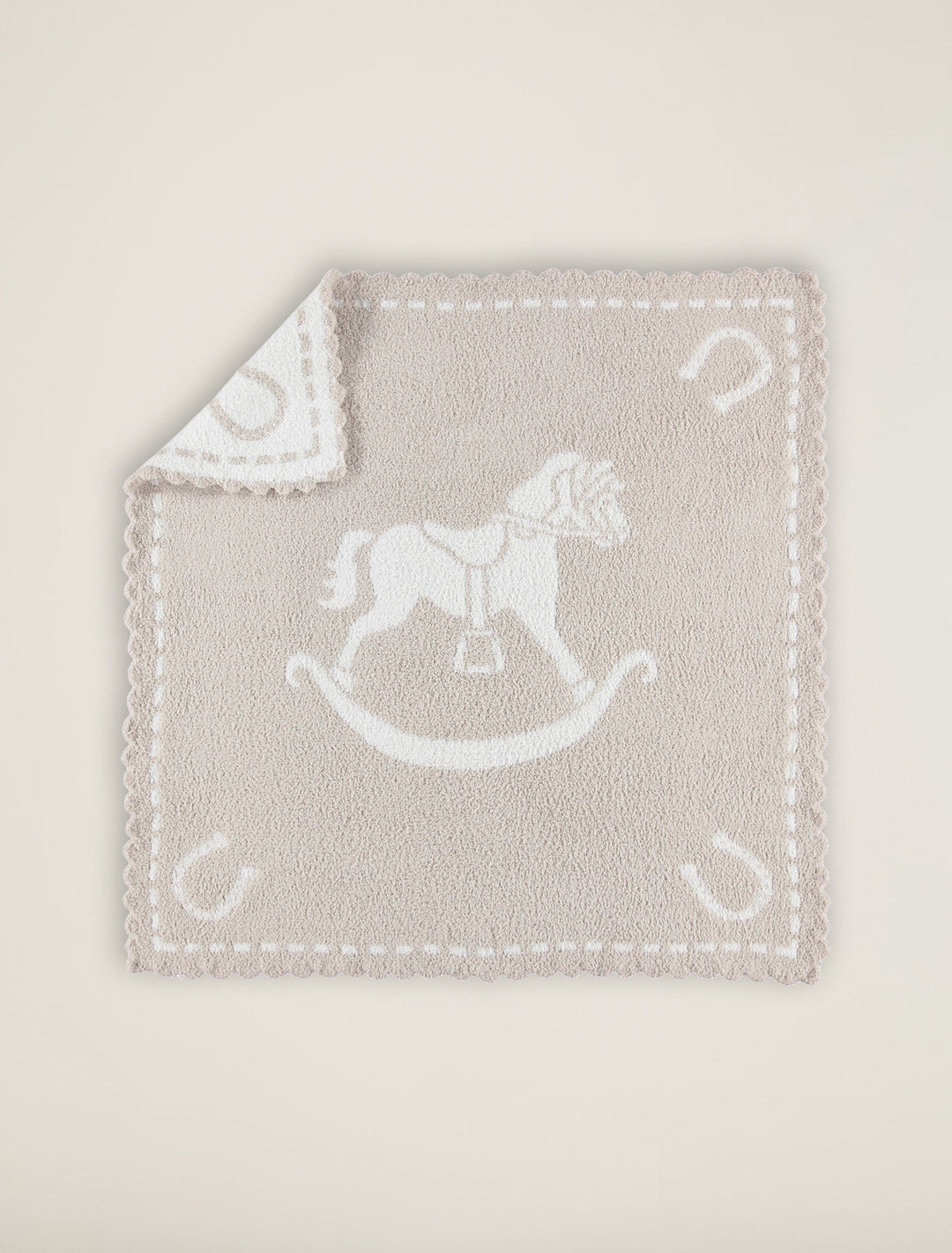 CozyChic® Scalloped Receiving Blanket: Rocking Horse