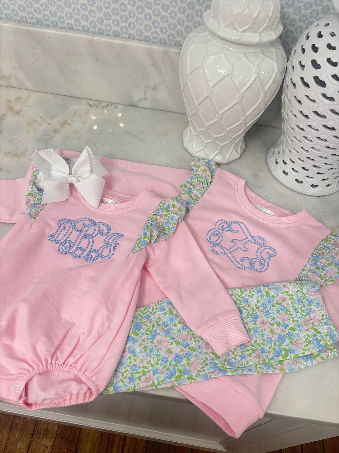 Pink Angel Sleeve Floral Pant Set