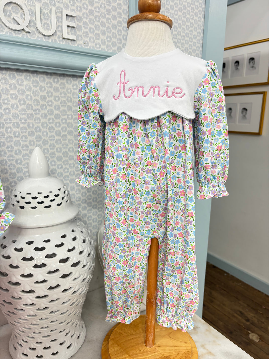 Scalloped Collar Romper - Winter Blooms
