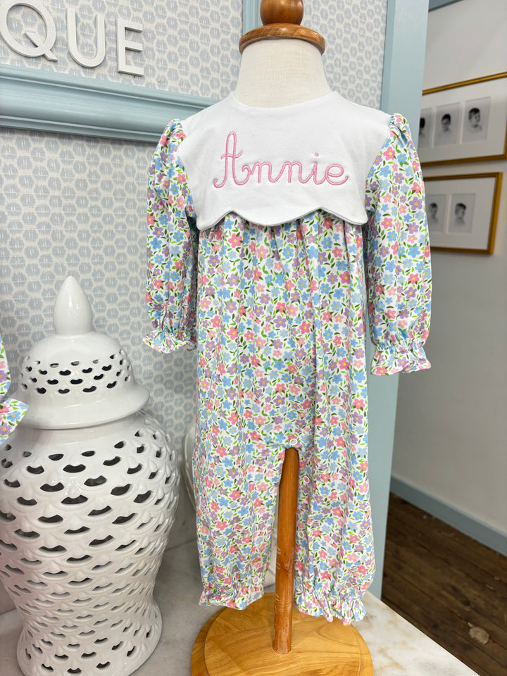 Scalloped Collar Romper - Winter Blooms