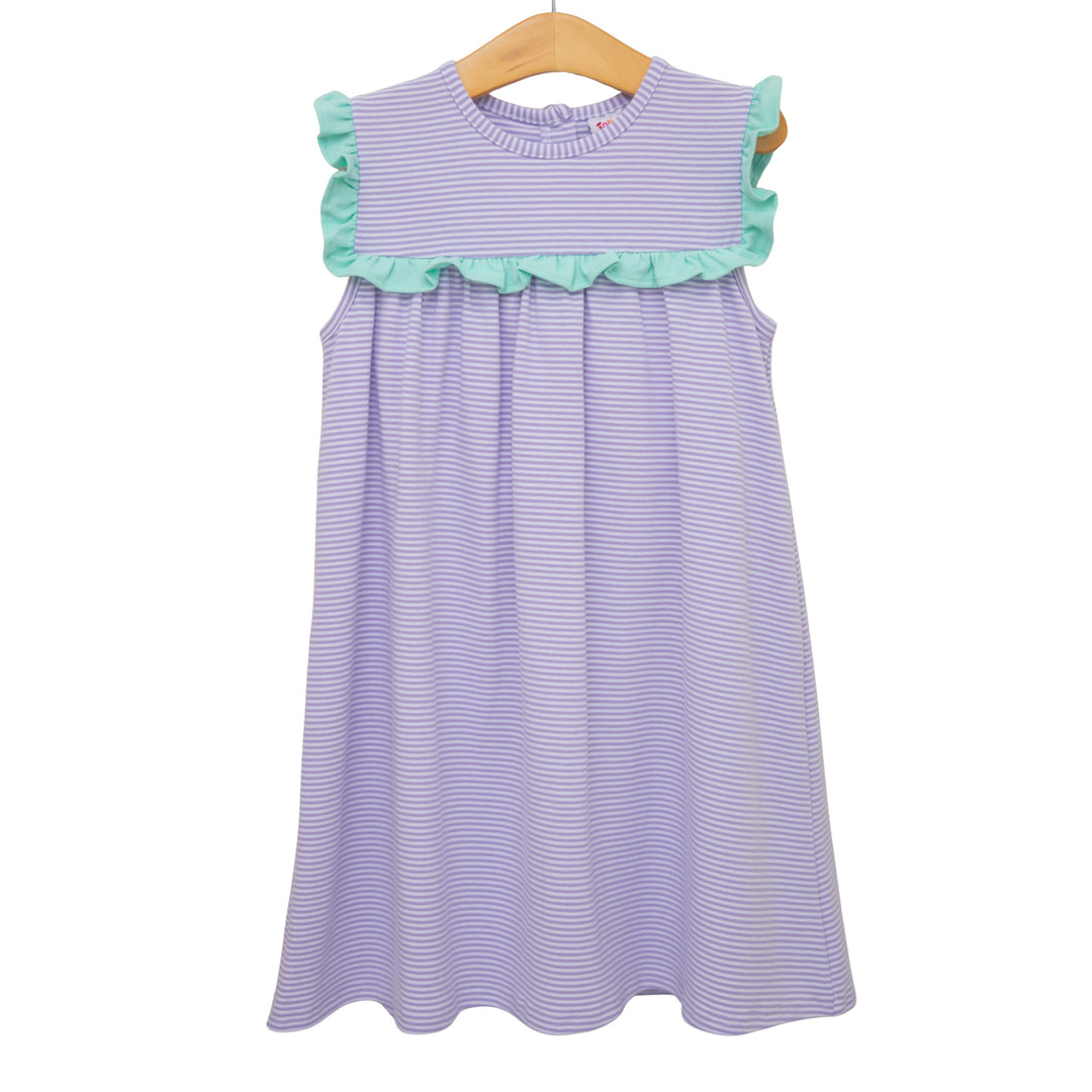 Bella Dress- Lavender Stipe and Mint - Hampton James Clothing