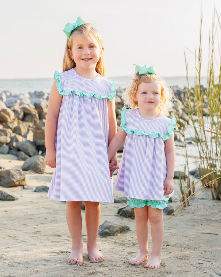 Bella Dress- Lavender Stipe and Mint - Hampton James Clothing - view 4
