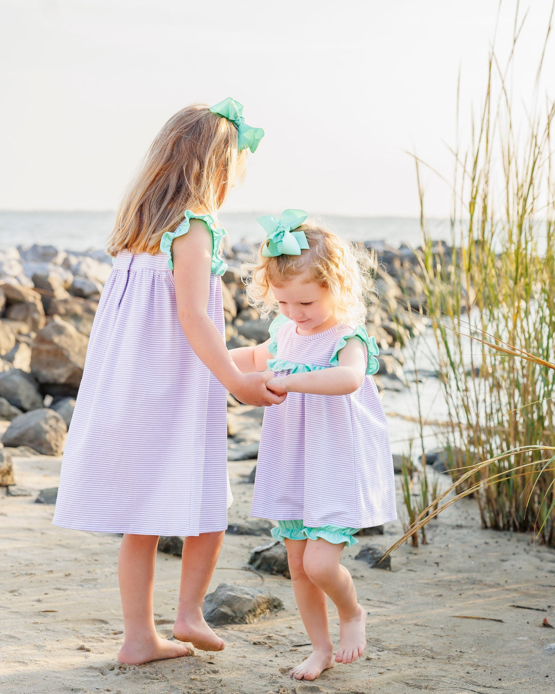 Bella Dress- Lavender Stipe and Mint - Hampton James Clothing - view 5
