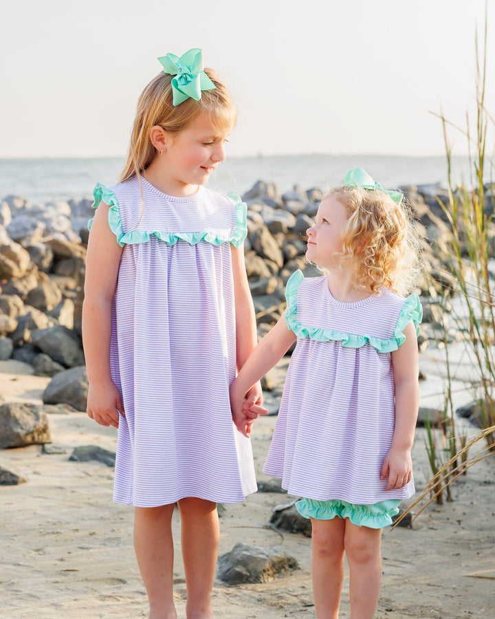 Bella Dress- Lavender Stipe and Mint - Hampton James Clothing - view 6