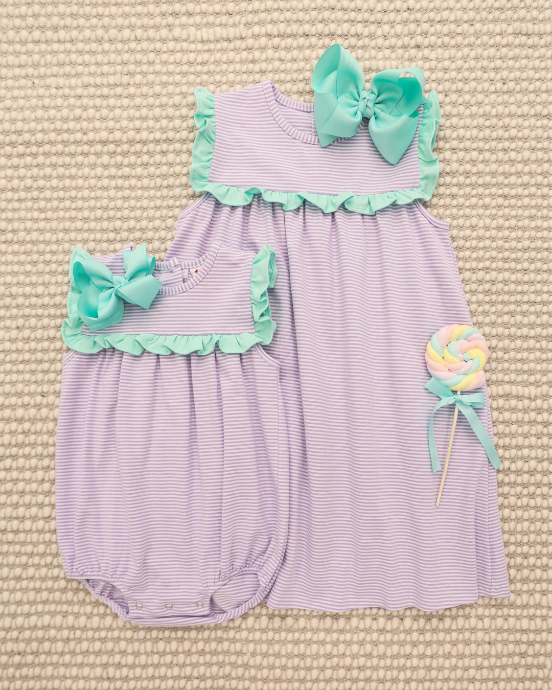 Bella Dress- Lavender Stipe and Mint - Hampton James Clothing - view 7