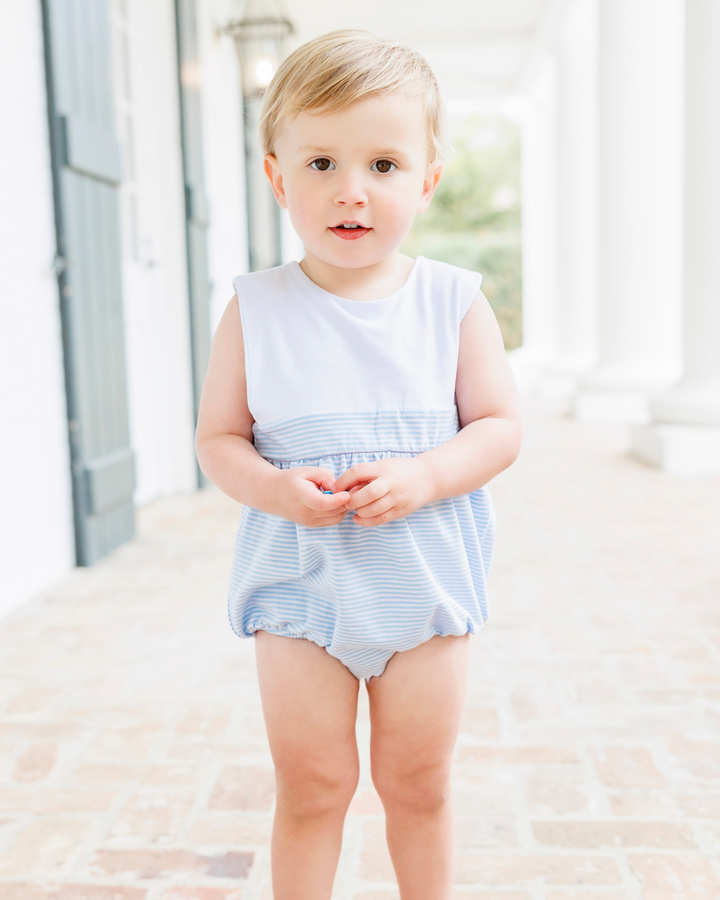 Benjamin Bubble- Light Blue Stripe - Hampton James Clothing - detail view
