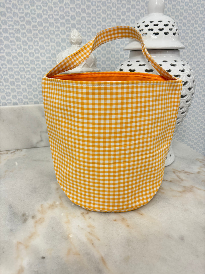 Orange Gingham Halloween Bucket
