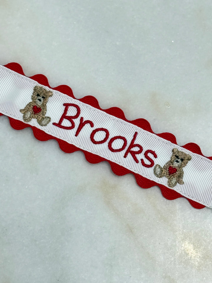 Paci Clip - Hampton James White with Red