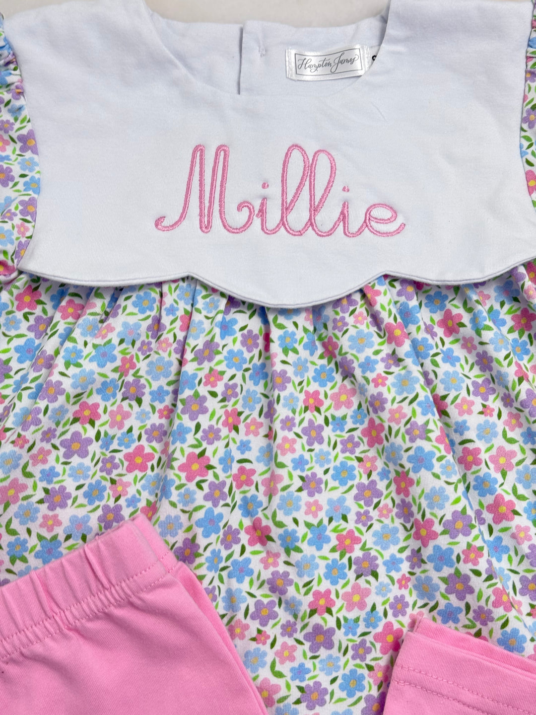 Scalloped Collar Pant Set - Winter Blooms