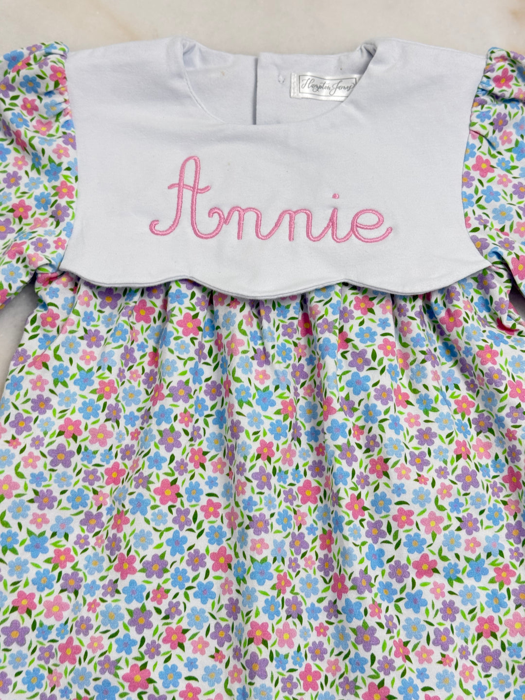 Scalloped Collar Romper - Winter Blooms
