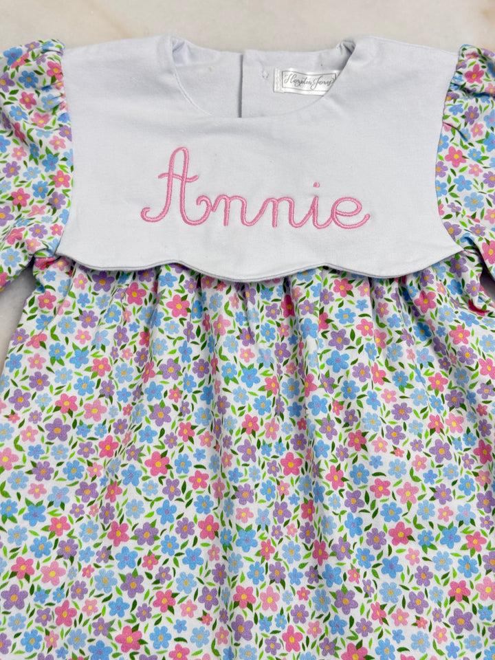 Scalloped Collar Romper - Winter Blooms