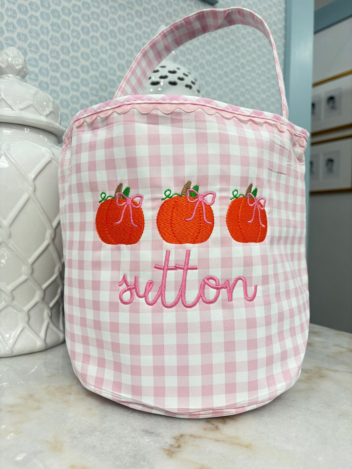 Light Pink Gingham Halloween Bucket