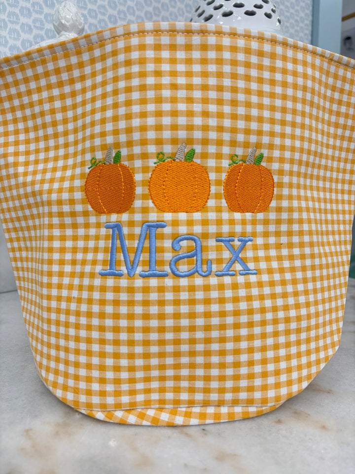 Orange Gingham Halloween Bucket