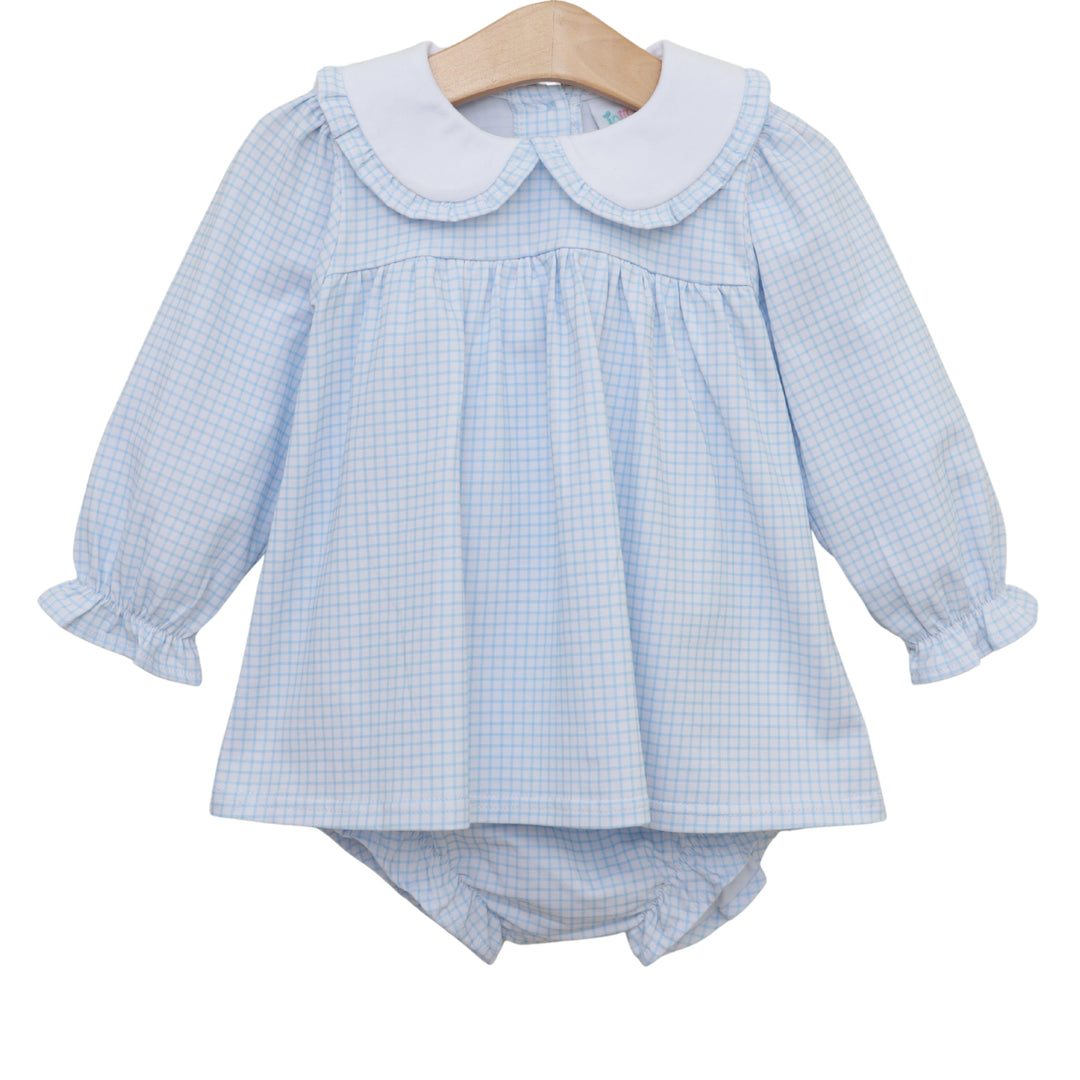 Catherine Diaper Set- Light Blue Windowpane