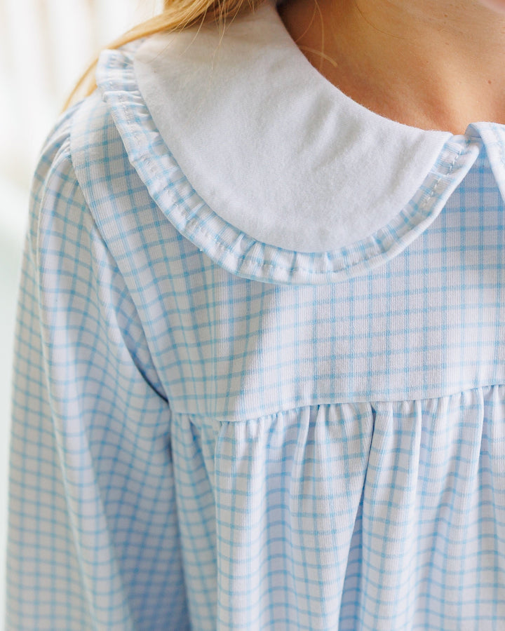 Catherine Dress- Light Blue Windowpane