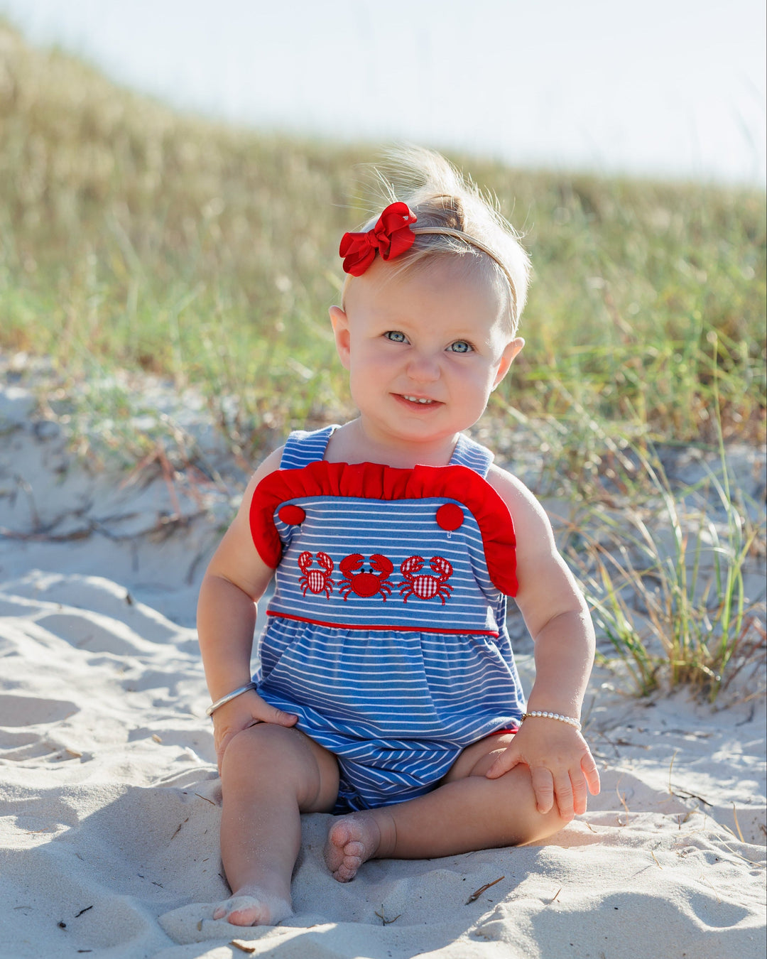 Coastal Crabs Ruffle Sunsuit - Hampton James Clothing - back view