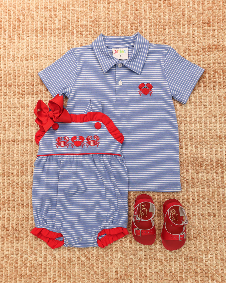 Coastal Crabs Ruffle Sunsuit - Hampton James Clothing - view 4
