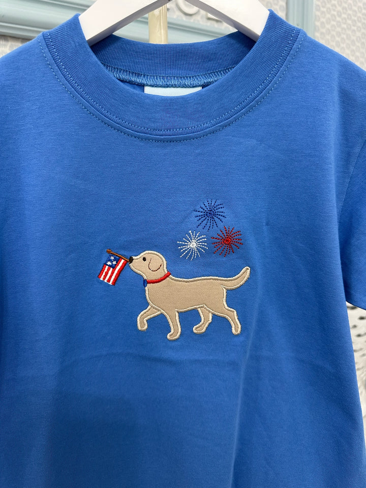 Smiley Crab: Blue Firecracker Lab T- Shirt