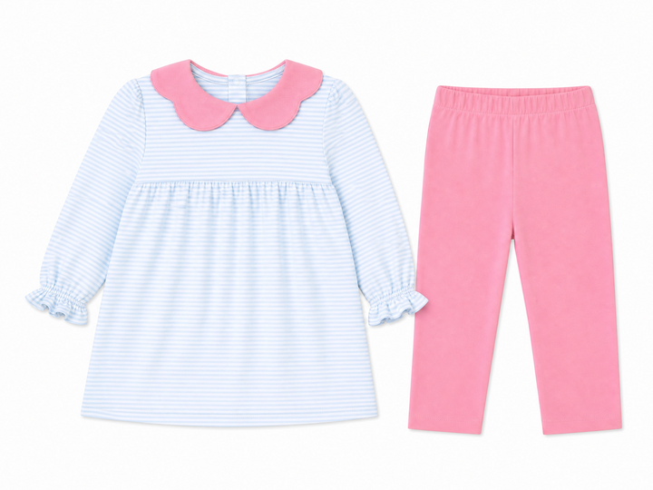 Everyday LS Light Blue Collared Pant Set
