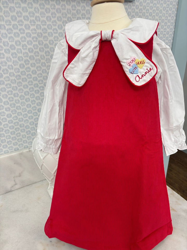 Christmas Red Corduroy Dress (Two Pieces)