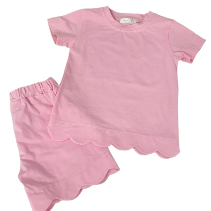 Hampton James Scalloped Cotton Short Set - Light Pink