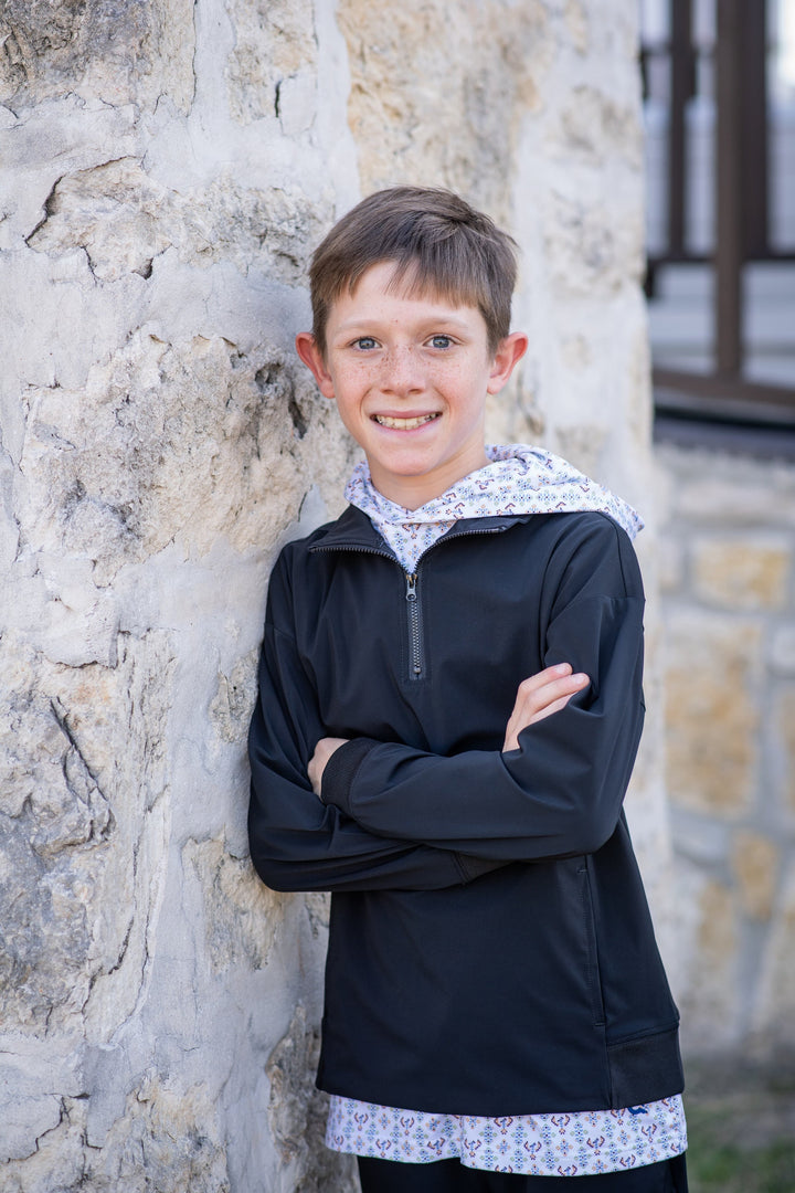 Blue Quail: Black Performance 1/4 Zip Pullover