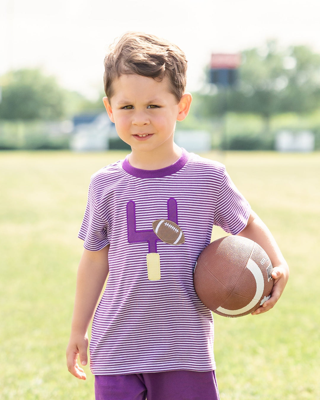 Down, Set, Hut Shirt- Purple Stripe