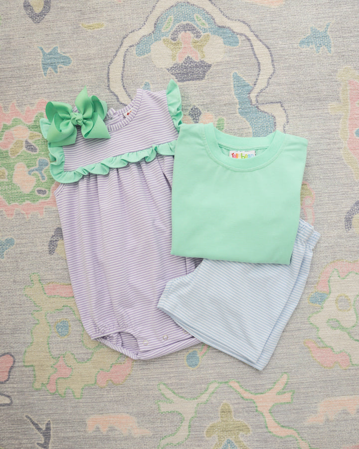 Drew Short Set- Mint and Light Blue Stripe - Hampton James Clothing - view 5
