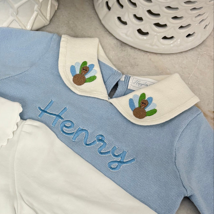 Hampton James Knit Collared Bubble - Light Blue
