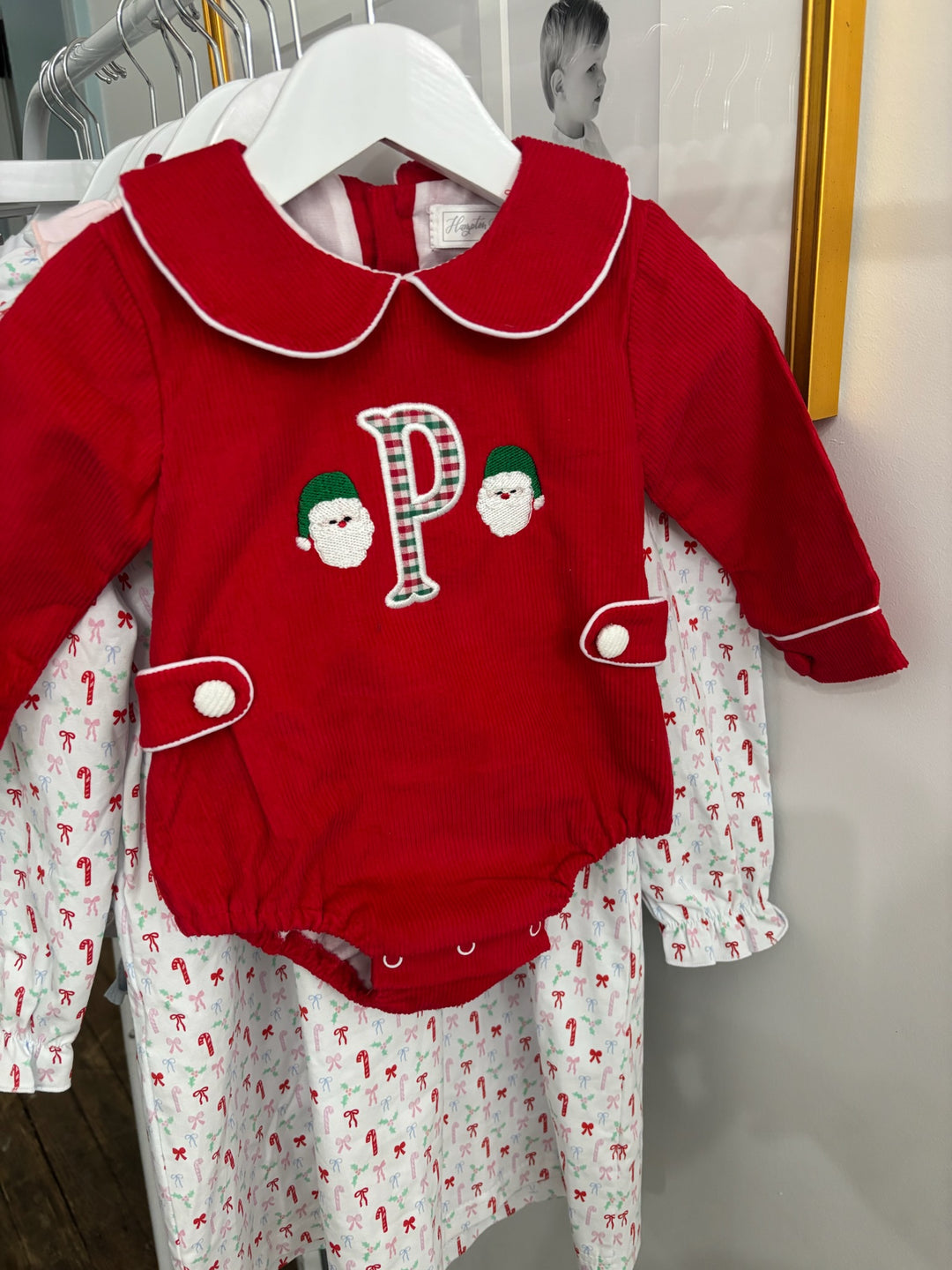 Christmas Red Corduroy Boy Bubble - PREORDER - ESD Early November