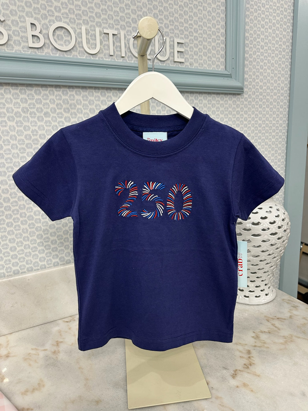 Smiley Crab: Navy '250 Firework T-Shirt