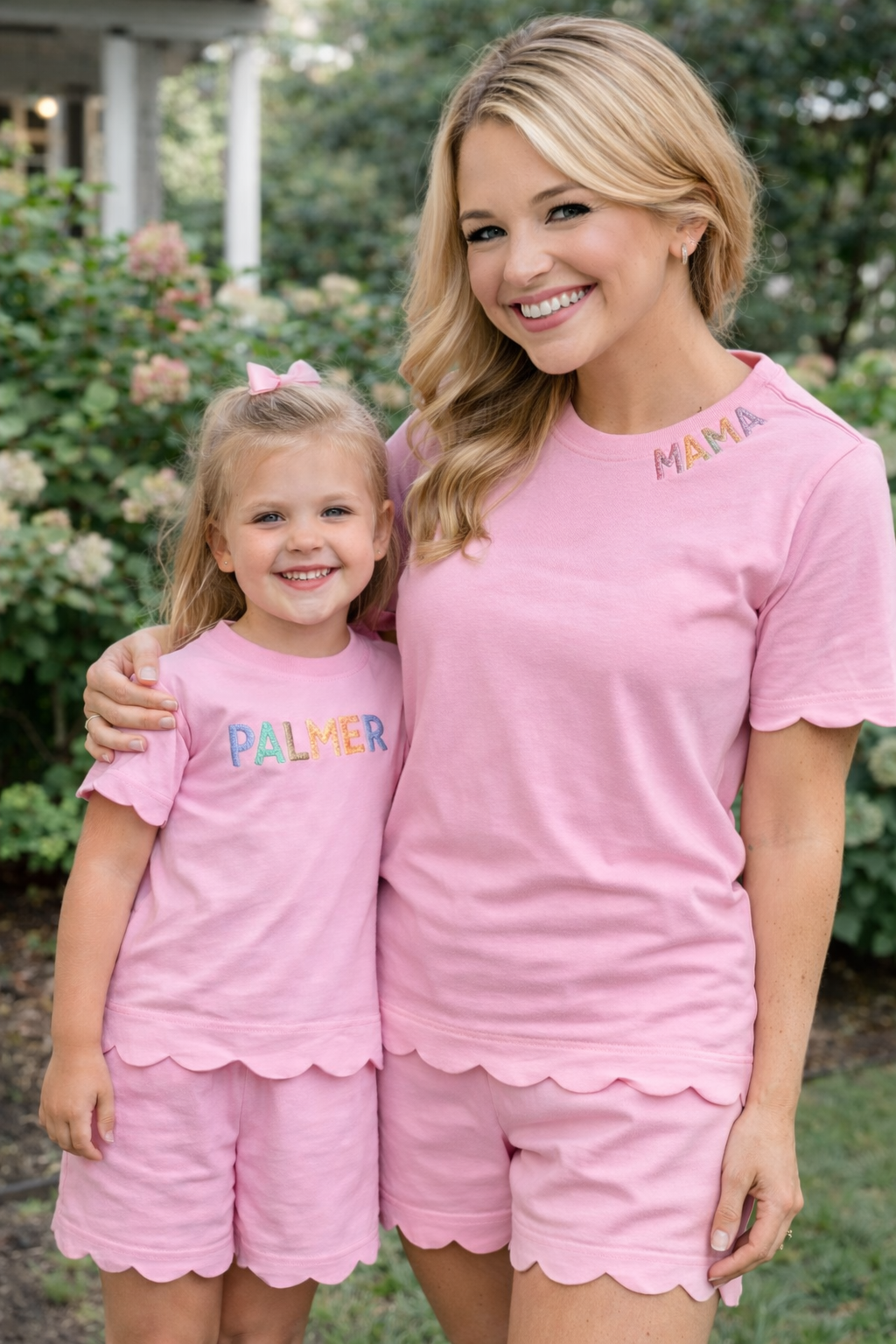 Hampton James Scalloped Cotton Short Set - Light Pink