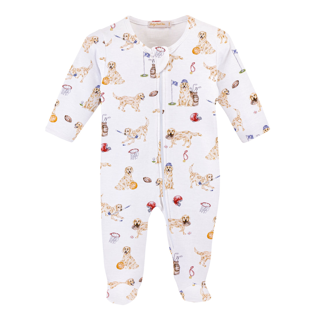 Baby Club Chic - Golden League Printed Pima Zipped Footie