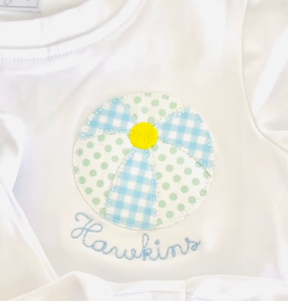 Summer Beach Appliqué Shirt with Name (Left Chest)