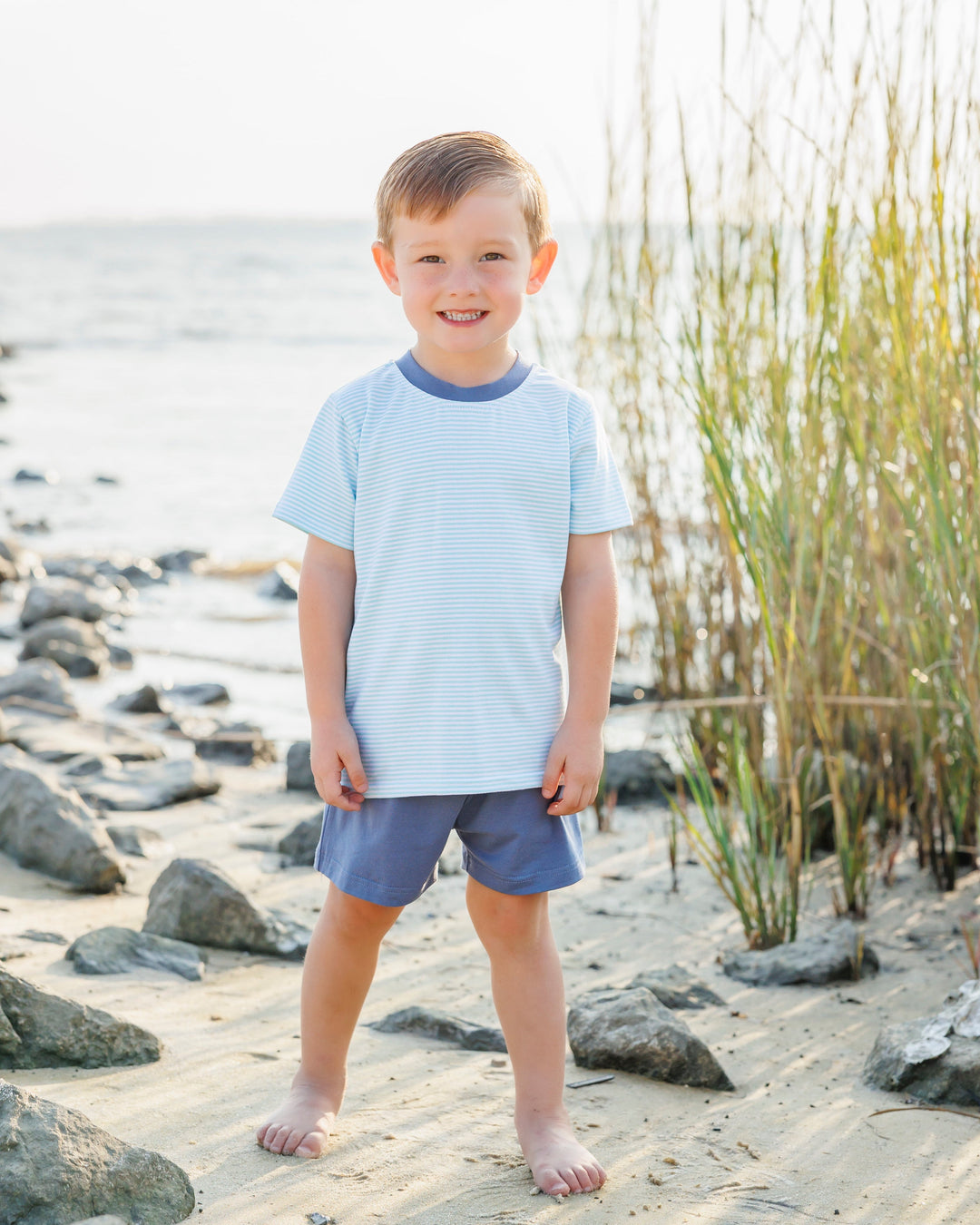 Graham Short Set- Aqua Stripe and Dusty Blue