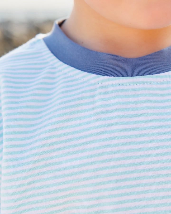Graham Short Set- Aqua Stripe and Dusty Blue