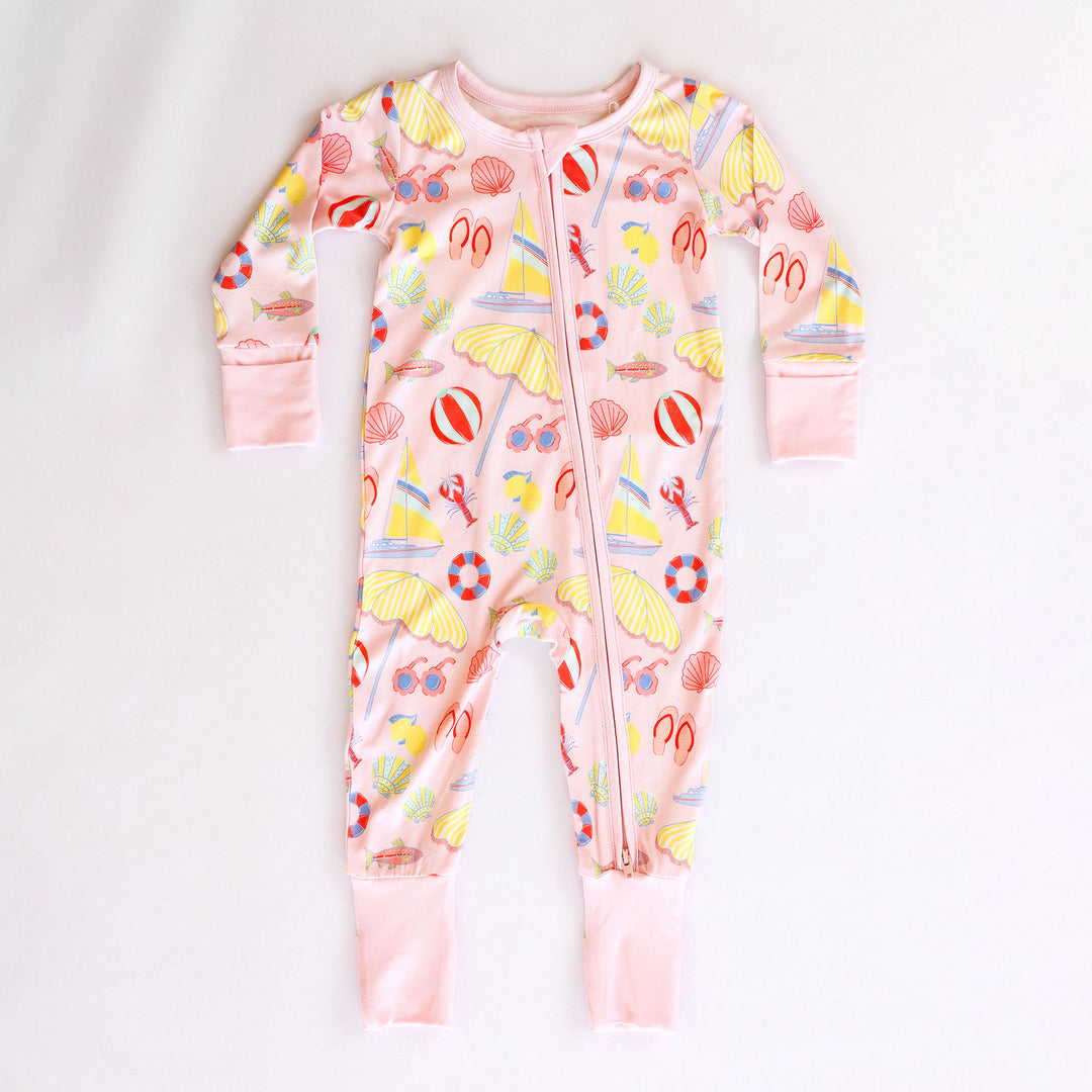 Hollis Baker - Zipper Romper - Beach Days - Pink