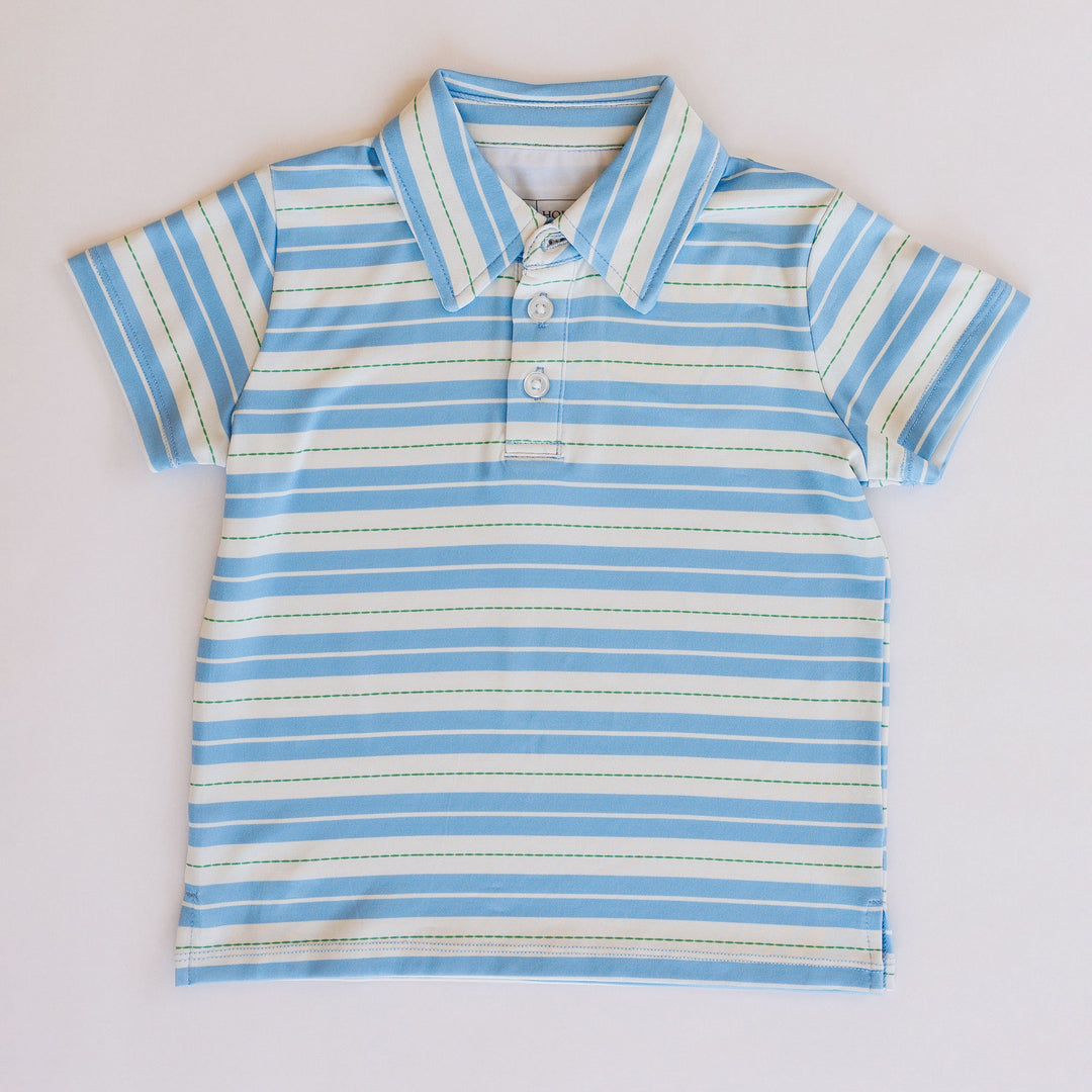 Hollis Baker - Kyle Polo - Blue & Green Ticking Stripe
