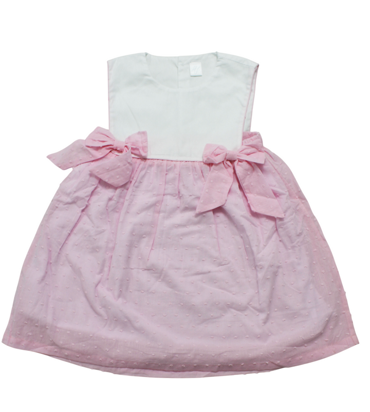 Hampton Pink Bow Swiss Dot Dress