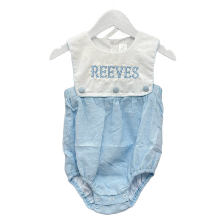 Hampton Light Blue Button Swiss Dot Bubble