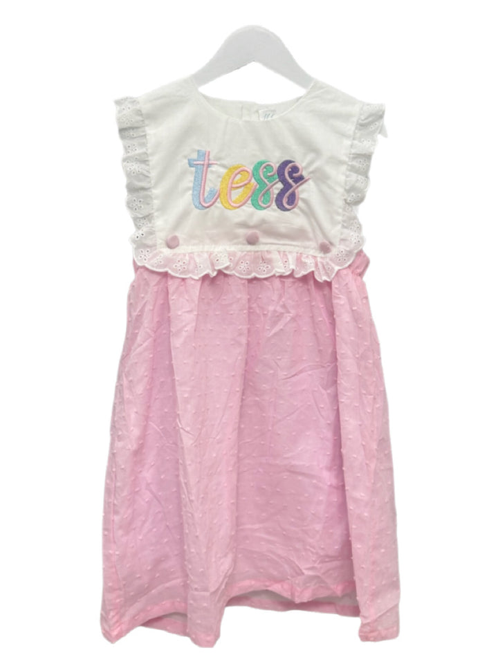 Hampton Pink Lace Swiss Dot Dress