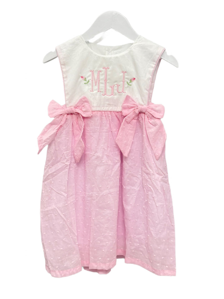 Hampton Pink Bow Swiss Dot Dress