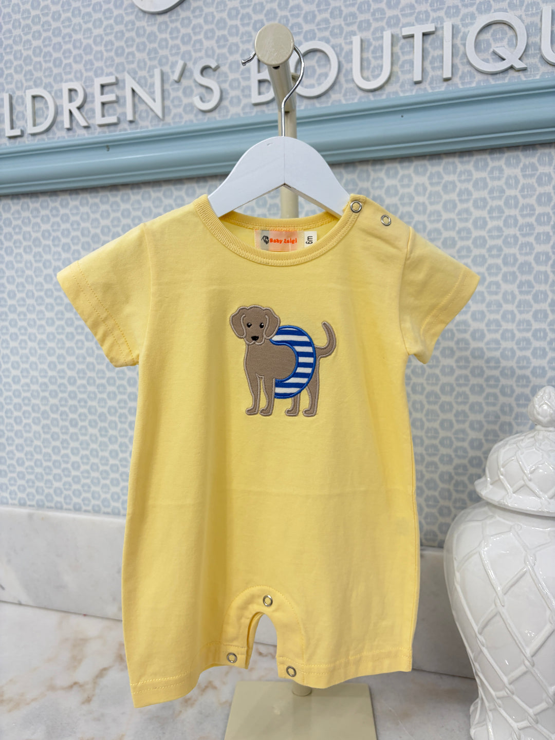 Luigi -  Summer Dog Short Sleeve Romper - Pale Yellow