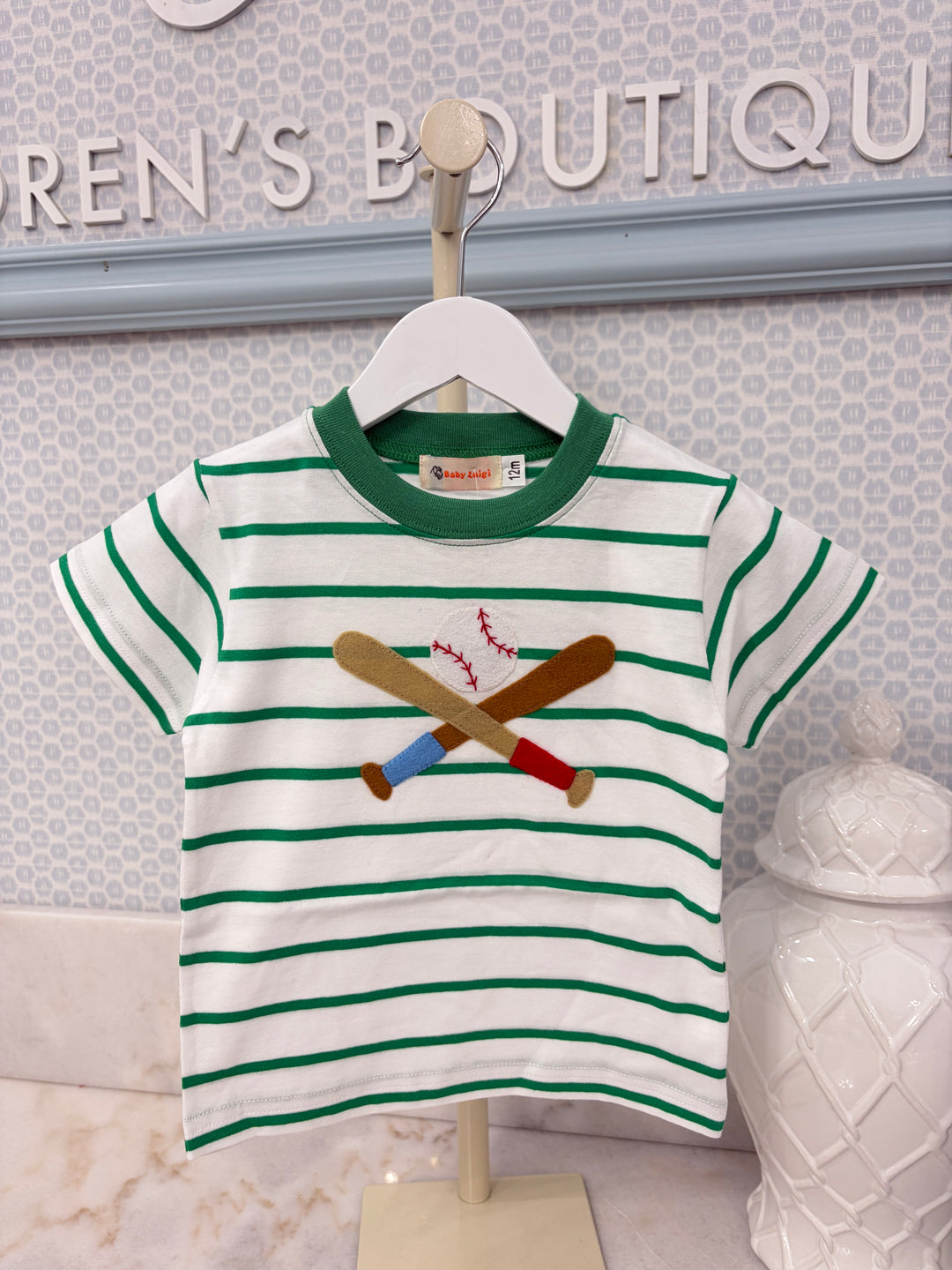Luigi - Short Sleeve Crossed Baseball Bats Striped T-Shirt