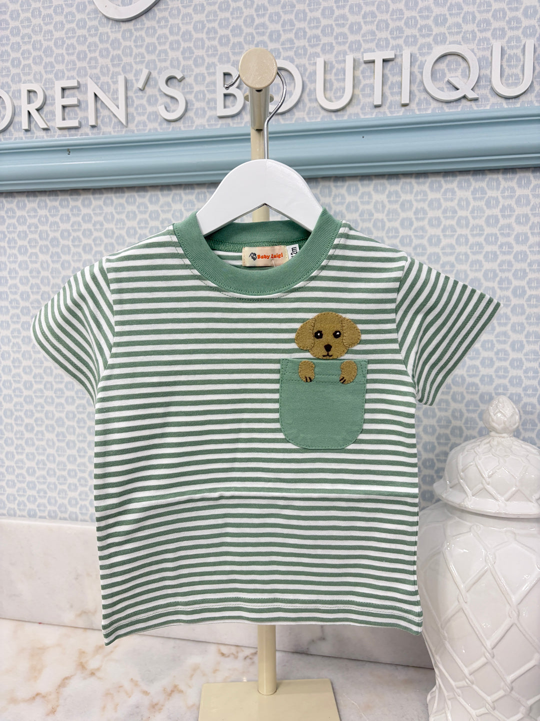 Luigi - Short Sleeve Puppy Pocket Striped T-Shirt