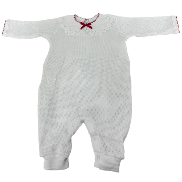 Paty Knit Romper with Collar - Red #LSC