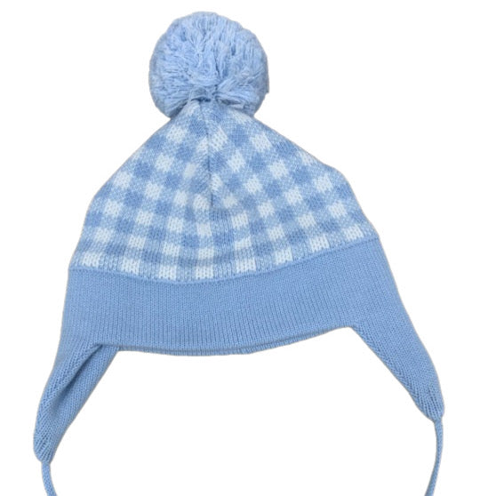 Hampton James Ear Flap Blue Check Hat
