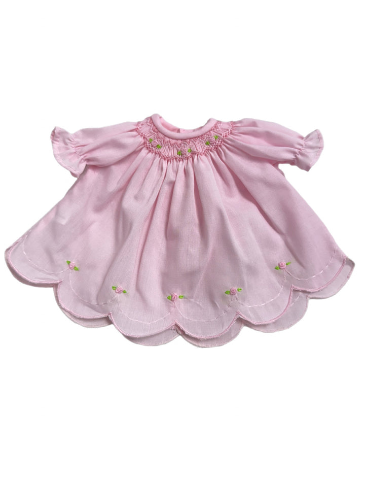 Hampton James Exclusive Rosalina Pink Scalloped 15" Doll Dress (Embroidery Included)