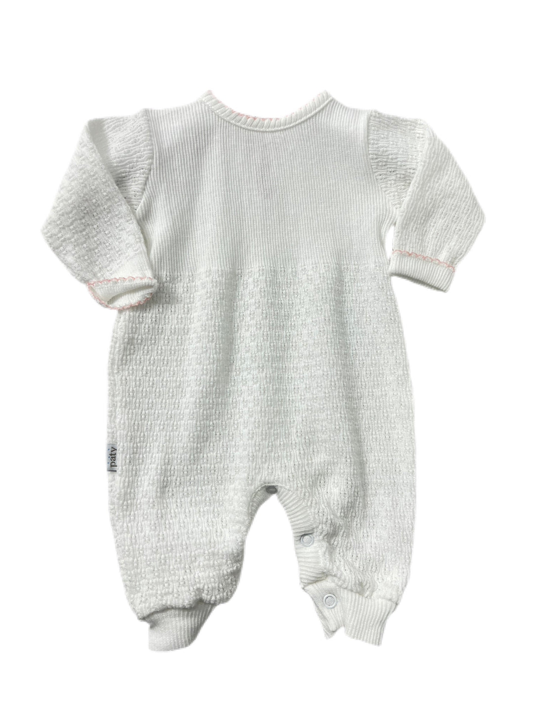 Paty Long Sleeve Romper- Pink Trim 116LS