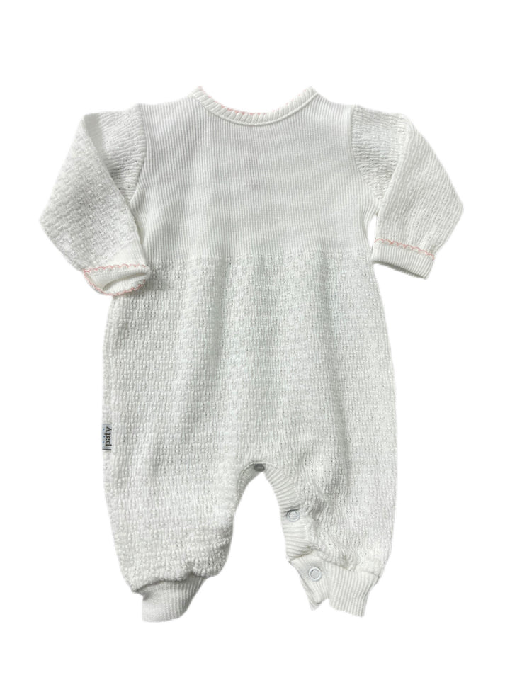 Paty Long Sleeve Romper- Pink Trim 116LS